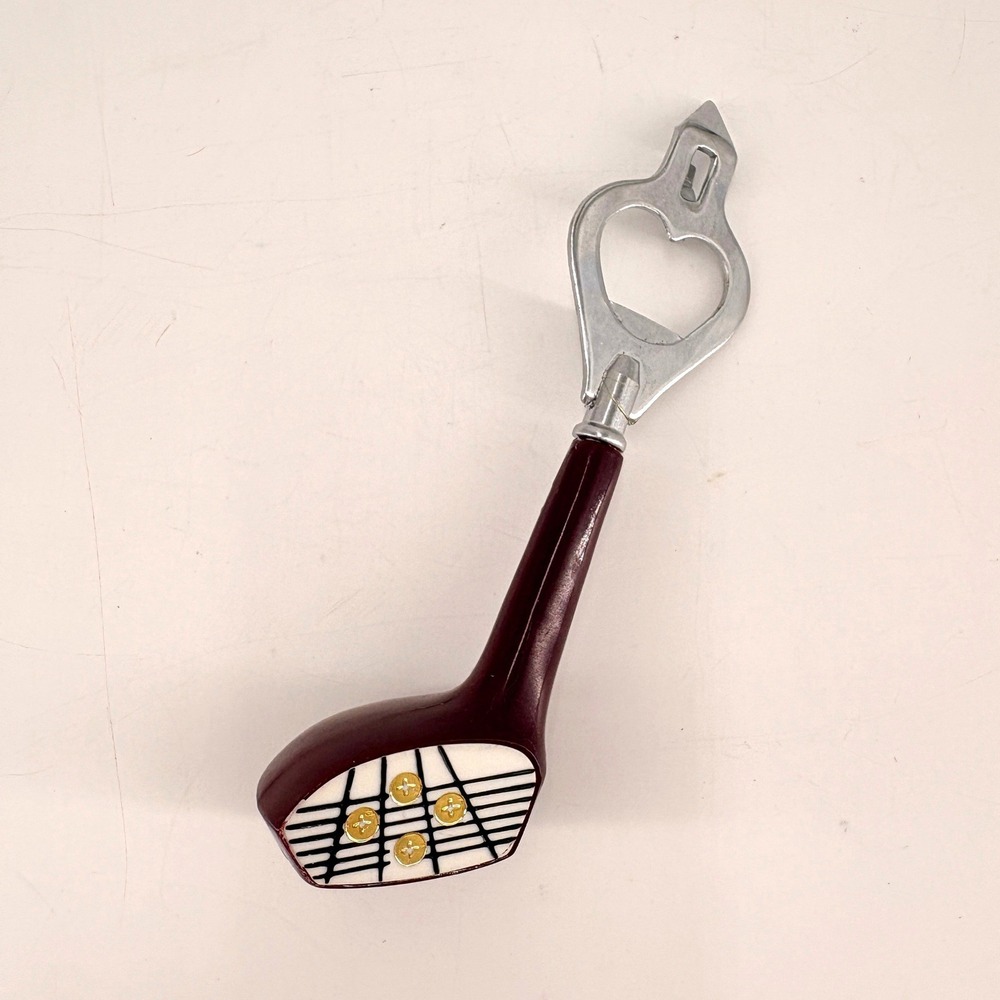 Vintage Golf Club Driver Bottle Opener Burgundy Barware Gift for Golfer 6"